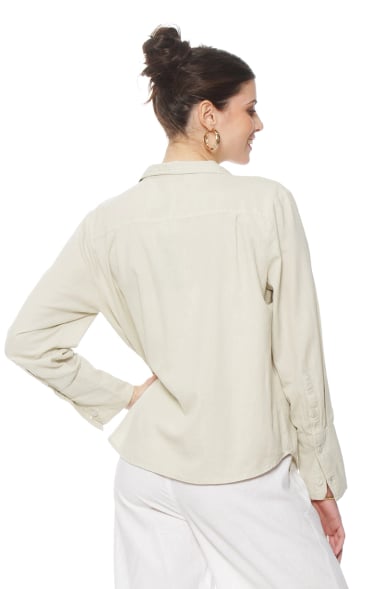 BLUSA MANGA LARGA LINO SOLIDO ABOTONADA EN EL DELANTERO - 6