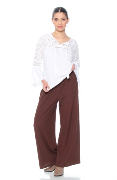 BLUSA MANGA LARGA ACAMPANADA CON BRODERY ESCOTE REDONDO - 5