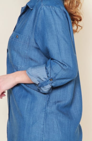 BLUSA MANGA LARGA LYOCELL ABOTONADO EN DELANTERO Y BOLSILLOS - 2