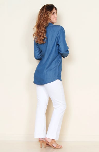 BLUSA MANGA LARGA LYOCELL ABOTONADO EN DELANTERO Y BOLSILLOS - 7