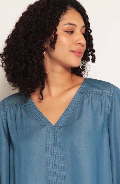 BLUSA LYOCELL MANGA 3/4 ESCOTE V CON PUNO DE MANGA ELASTICADO - 3