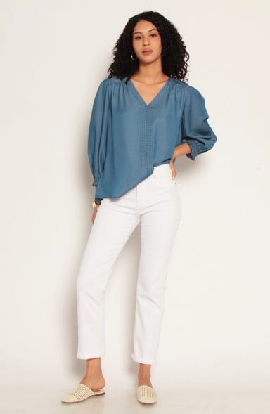 BLUSA LYOCELL MANGA 3/4 ESCOTE V CON PUNO DE MANGA ELASTICADO - 5