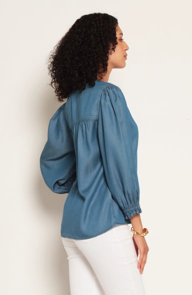 BLUSA LYOCELL MANGA 3/4 ESCOTE V CON PUNO DE MANGA ELASTICADO - 6