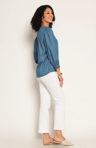 BLUSA LYOCELL MANGA 3/4 ESCOTE V CON PUNO DE MANGA ELASTICADO - 7