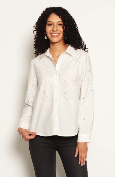 BLUSA MANGA LARGA CON BROIDERY EN DELANTERO - 1
