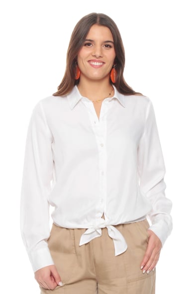 BLUSA LYOCELL MANGA LARGA ABOTONADA EN EL DELANTERO - 1
