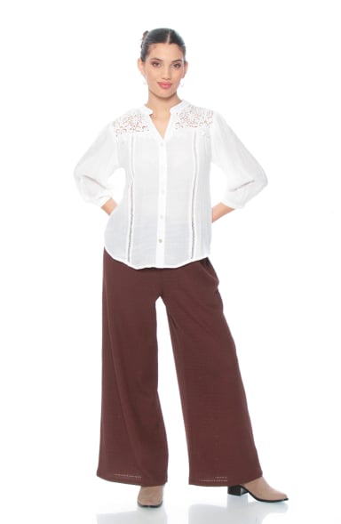 BLUSA MANGA LARGA CON BRODERY EN DELANTERO Y ESPALDA ESCOTE V - 5