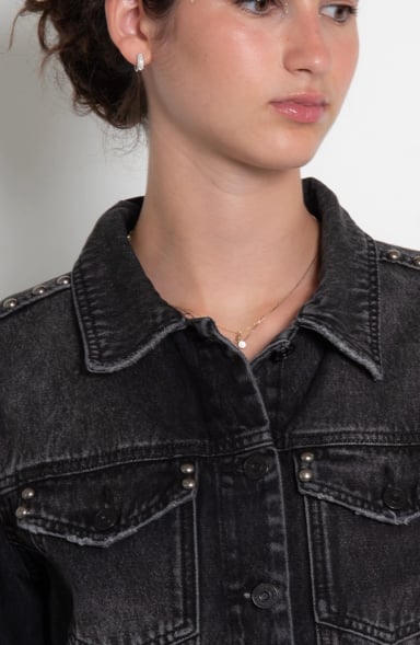 CHAQUETA DENIM MANGA LARGA CON TACHAS ABOTONADA EN DELANTERO - 3