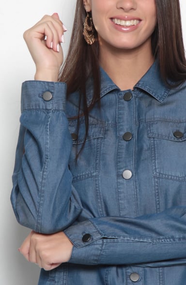 CHAQUETA TENCEL ABOTONADA EN DELANTERO Y BOLSILLOS - 3