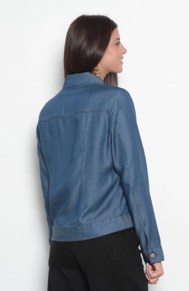 CHAQUETA TENCEL ABOTONADA EN DELANTERO Y BOLSILLOS - 7