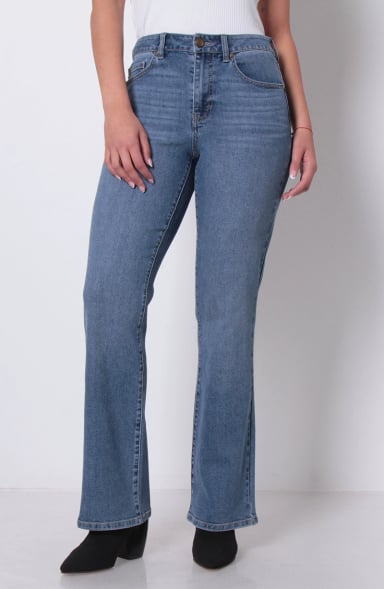 JEANS MUJER RECTO TIRO ALTO PRETINA BASICA 1 BOTON - 1