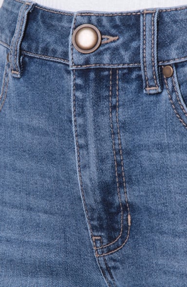 JEANS MUJER RECTO TIRO ALTO PRETINA BASICA 1 BOTON - 2