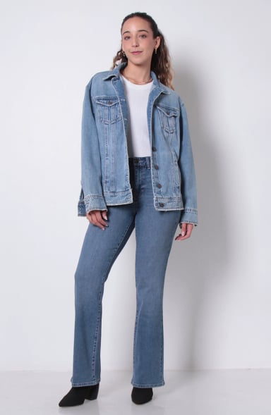 JEANS MUJER RECTO TIRO ALTO PRETINA BASICA 1 BOTON - 4