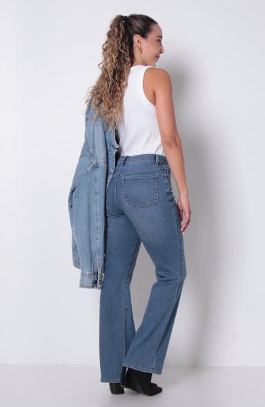 JEANS MUJER RECTO TIRO ALTO PRETINA BASICA 1 BOTON - 7