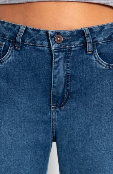 JEANS MUJER WIDE TIRO MEDIO PRETINA BASICA 2 BOTON - 2