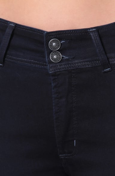 JEANS SLIM TIRO ALTO PRETINA MEDIA 2 BOTONES - 3