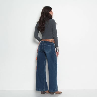 JEANS MUJER WIDE TIRO ALTO PRETINA BASICA 1 BOTON - 8
