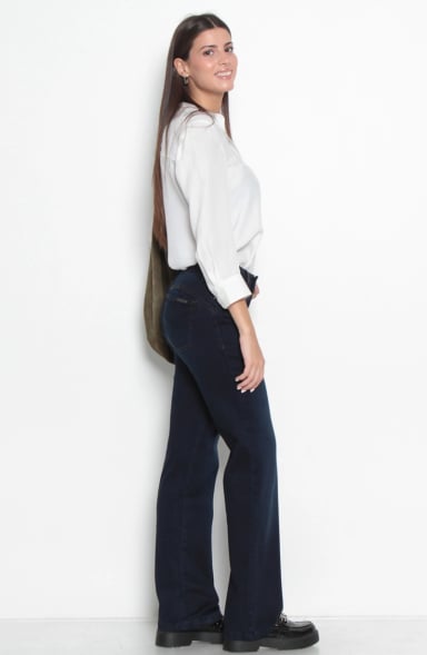 JEANS MUJER RECTO TIRO MEDIO PRETINA BASICA UN BOTON - 9