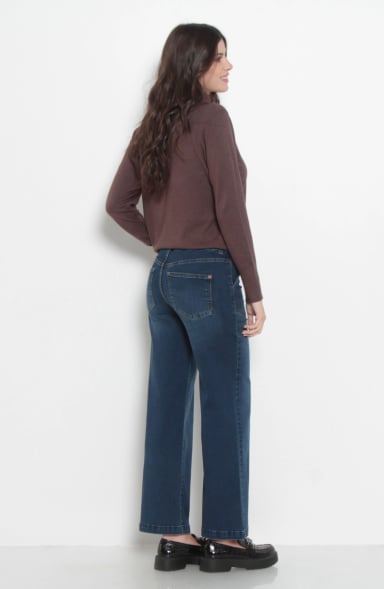 JEANS MUJER CROP CARGO PRETINA ALTA DOS BOTONES - 6