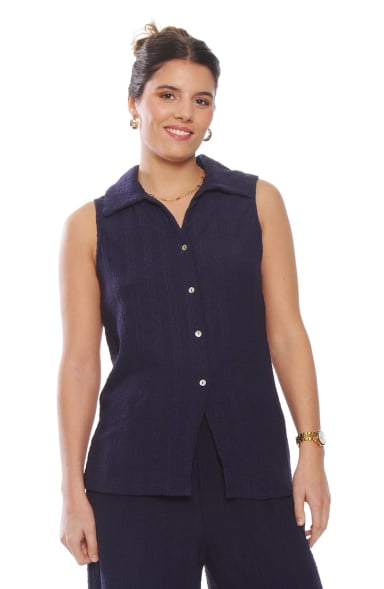 CONJUNTO BLUSA SIN MANGA Y PANTALON WIDE LEG - 2