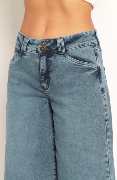 BERMUDA JORT DENIM TIRO ALTO PRETINA INTERNA 2 BOTONES - 2