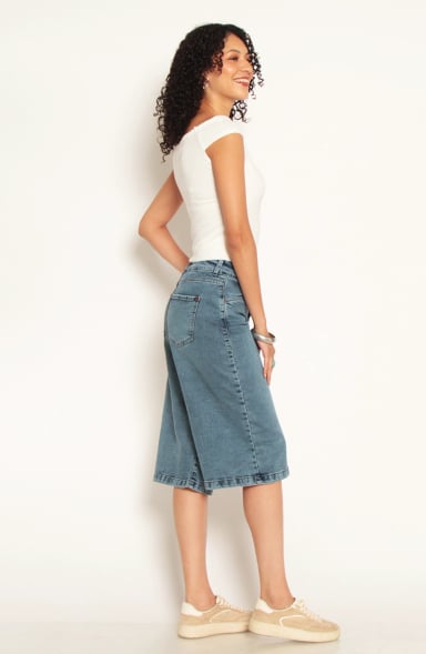 BERMUDA JORT DENIM TIRO ALTO PRETINA INTERNA 2 BOTONES - 6