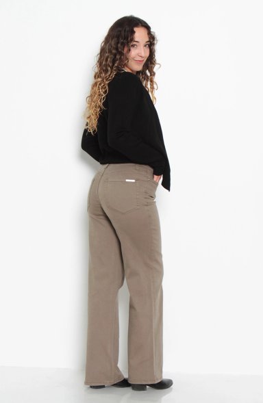 JEANS MUJER  COLOR WIDE LEG TIRO ALTO PRETINA BASICA 1 BOTON - 8