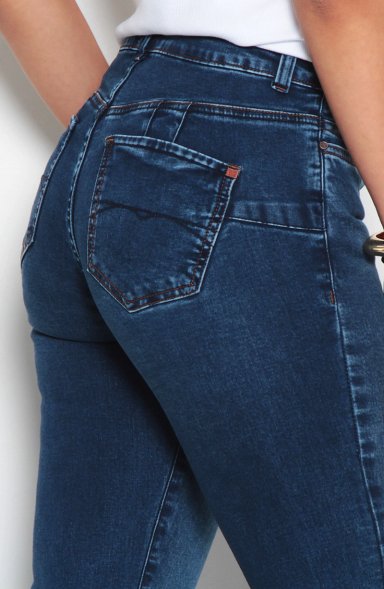 JEANS FLARE TIRO BAJO PRETINA BASICA UN BOTON - 7
