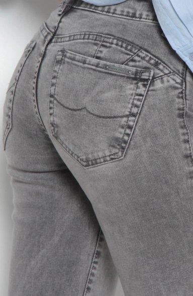JEANS MUJER RECTO TIRO ALTO  PRETINA BASICA 1 BOTON - 6