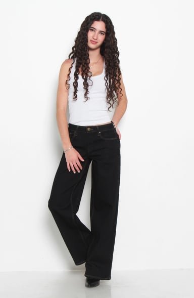 JEANS MUJER RECTO TIRO MEDIO PRETINA BASICA 1 BOTON - 4