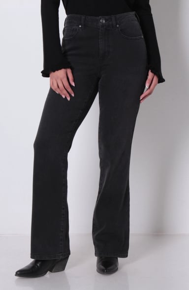 JEANS RECTO TIRO ALTO PRETINA BASICA 1 BOTON - 1