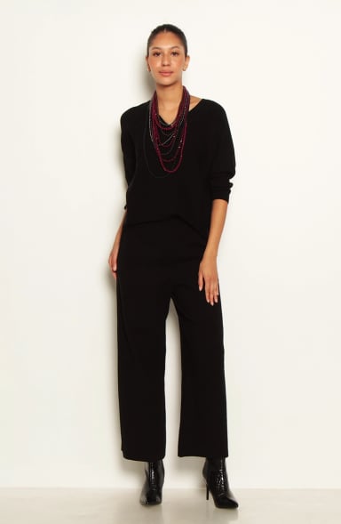 CONJUNTO TEJIDO SWEATER Y PANTALON WIDE LEG - 1