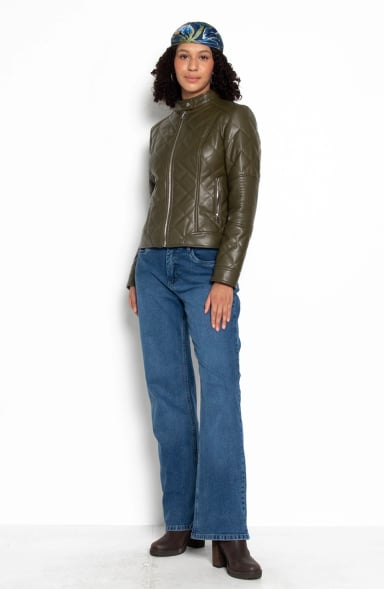 CHAQUETA MANGA LARGA ECOCUERO DIAMOND CON BOLSILLOS - 5