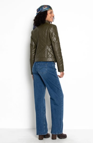 CHAQUETA MANGA LARGA ECOCUERO DIAMOND CON BOLSILLOS - 6