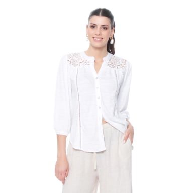 BLUSA MANGA 3/4 CON BRODERY EN DELANTERO Y ESPALDA ESCOTE V - 4