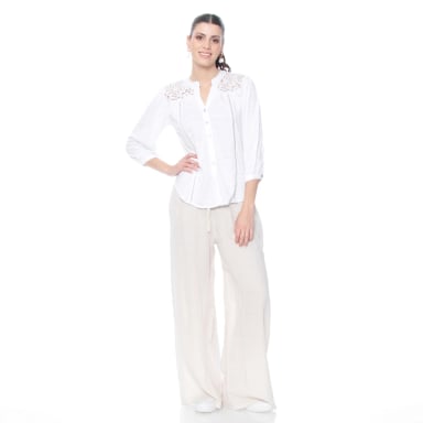 BLUSA MANGA 3/4 CON BRODERY EN DELANTERO Y ESPALDA ESCOTE V - 6