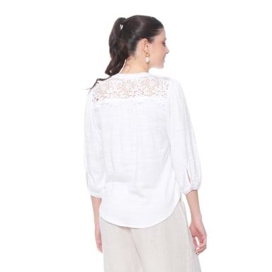 BLUSA MANGA 3/4 CON BRODERY EN DELANTERO Y ESPALDA ESCOTE V - 7