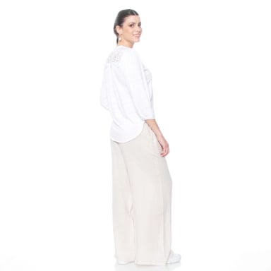 BLUSA MANGA 3/4 CON BRODERY EN DELANTERO Y ESPALDA ESCOTE V - 8