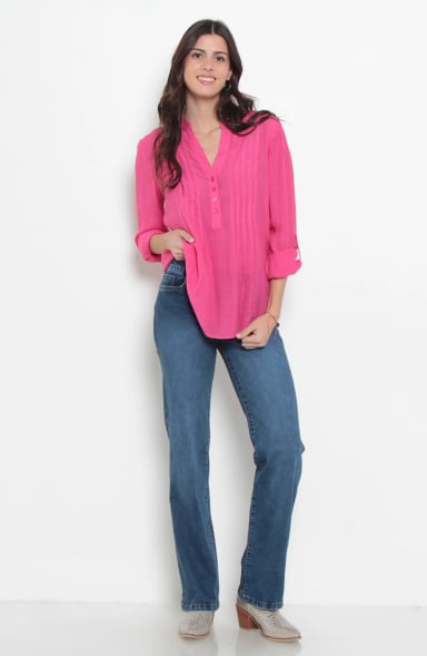 BLUSA MANGA LARGA ESCOTE V ABOTONADA EN DELANTERO - 6