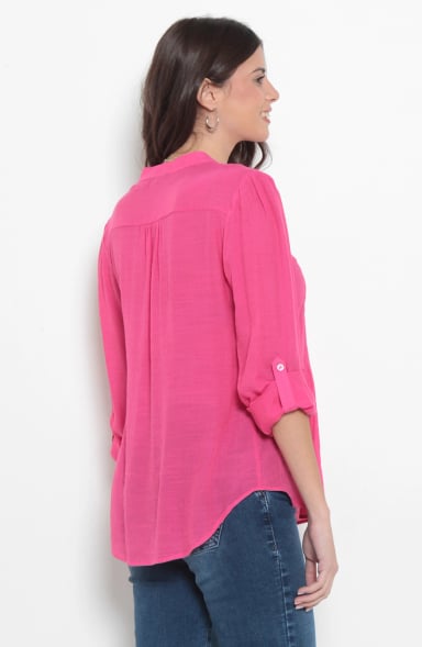 BLUSA MANGA LARGA ESCOTE V ABOTONADA EN DELANTERO - 8