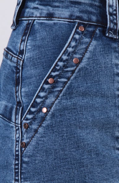 JEANS MUJER CARGO RECTO TIRO ALTO PRETINA UN BOTON - 2