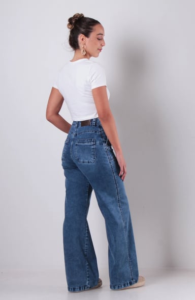 JEANS MUJER CARGO RECTO TIRO ALTO PRETINA UN BOTON - 8