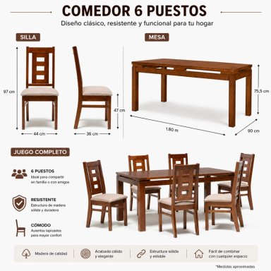 COMEDOR FLORENCIA 6 SILLAS - 4