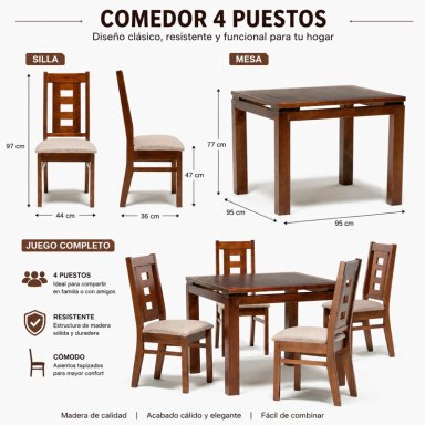 COMEDOR FLORENCIA 4 SILLAS - 5