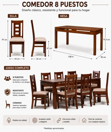 COMEDOR FLORENCIA 8 SILLAS - 5