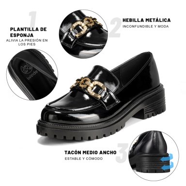 MOCASIN NEGRO FORMAL MUJER WEIDE JN20-2 - 7