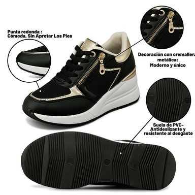 ZAPATILLA DEPORTIVA TACO CUÑA MALLA MUJER WEIDE JLL60 - 8