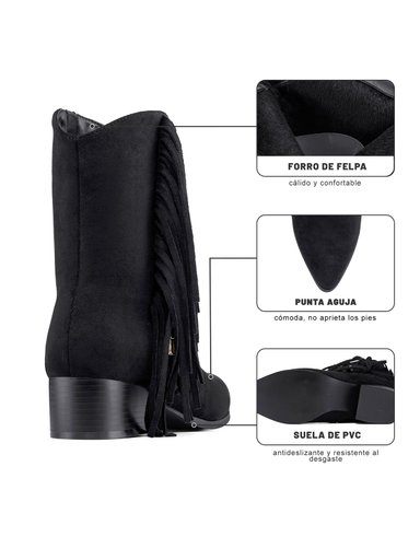 BOTIN TACO MUJER CASUAL PU TEXTIL WEIDE CZY661 - 2