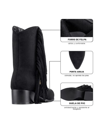 BOTIN TACO MUJER CASUAL PU TEXTIL WEIDE CZY661 - 2
