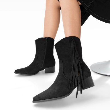 BOTIN TACO MUJER CASUAL PU TEXTIL WEIDE CZY661 - 4